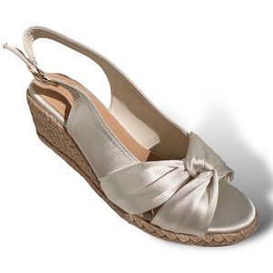 NEW Coutgo White Satan Strapy Sandal Espadrille Wedding  Formal Women’s Size 7